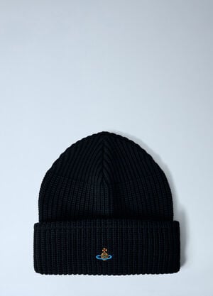Vivienne Westwood Logo Motif Beanie Hat Black vvw0162010