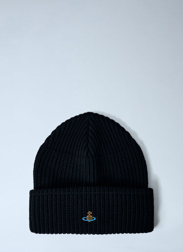 Logo Motif Beanie Hat Vivienne Westwood Logo Motif Beanie Hat Black vvw0162010