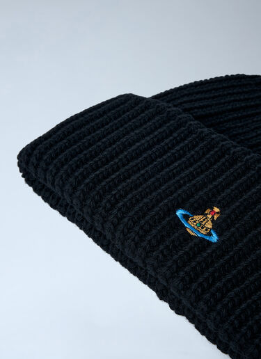 Logo Motif Beanie Hat Vivienne Westwood Logo Motif Beanie Hat Black vvw0162010