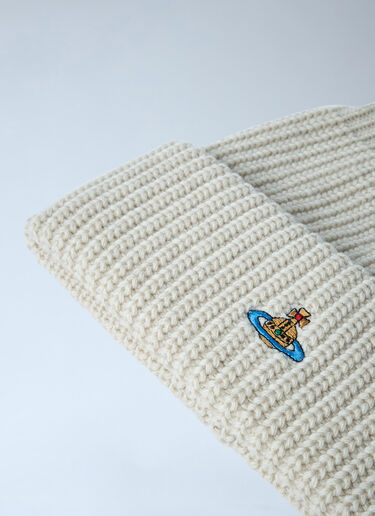 Logo Motif Beanie Hat Vivienne Westwood Logo Motif Beanie Hat White vvw0162011