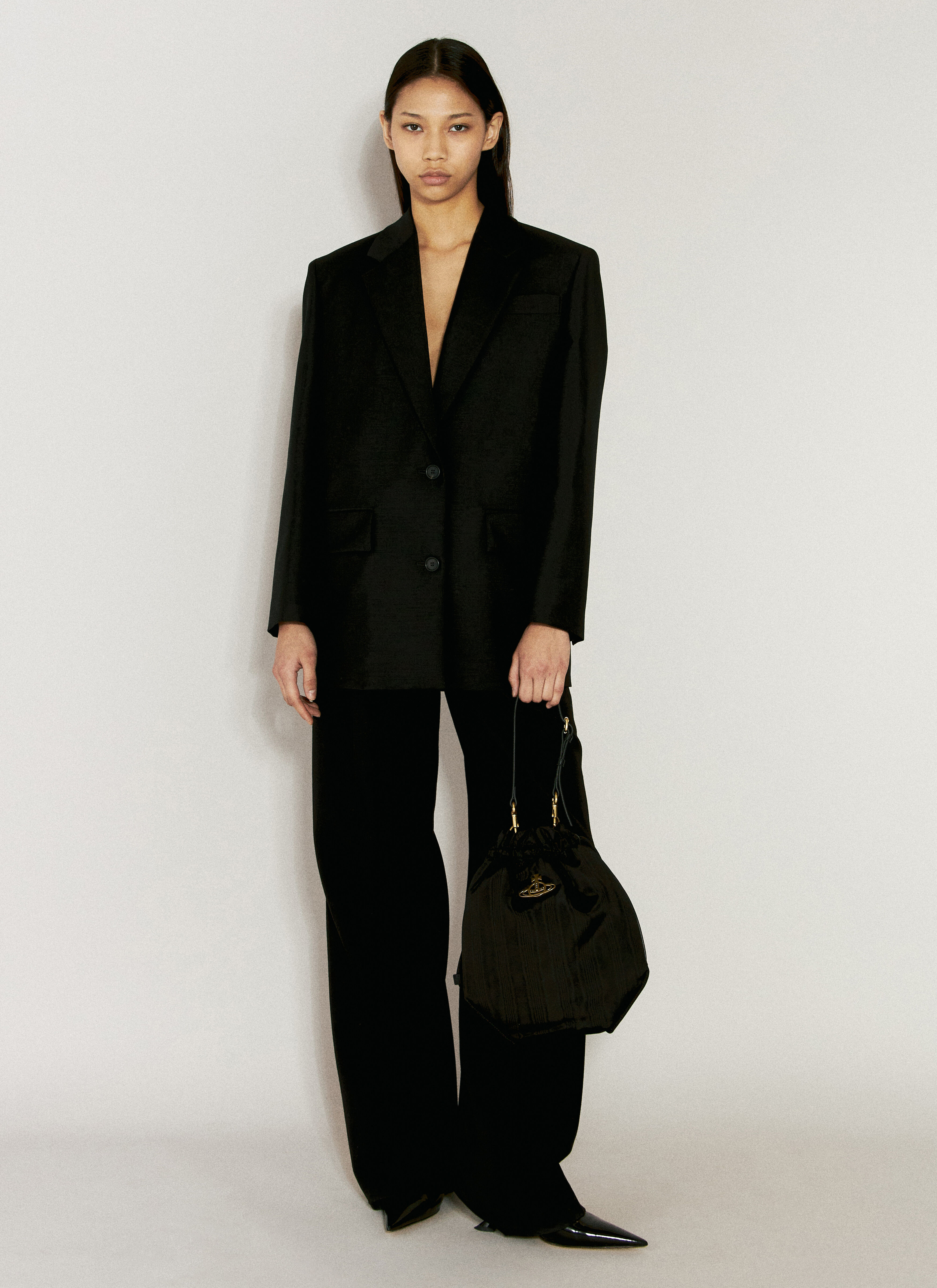 Vivienne Westwood Women's' Moire Drawstring Handbag in Black