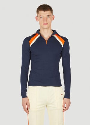 Wales Bonner Jazz Half Zip Top Blue wbn0150009