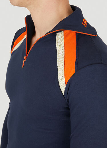 Jazz Half Zip Top Wales Bonner Jazz Half Zip Top Blue wbn0150009