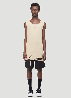Youths In Balaclava Distressed Vest Top Beige yib0142010