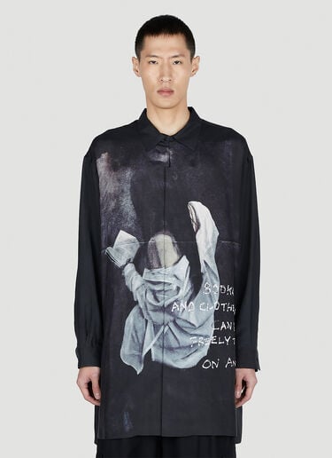 Abstract Button Up Shirt Yohji Yamamoto Abstract Button Up Shirt Black yoy0152010