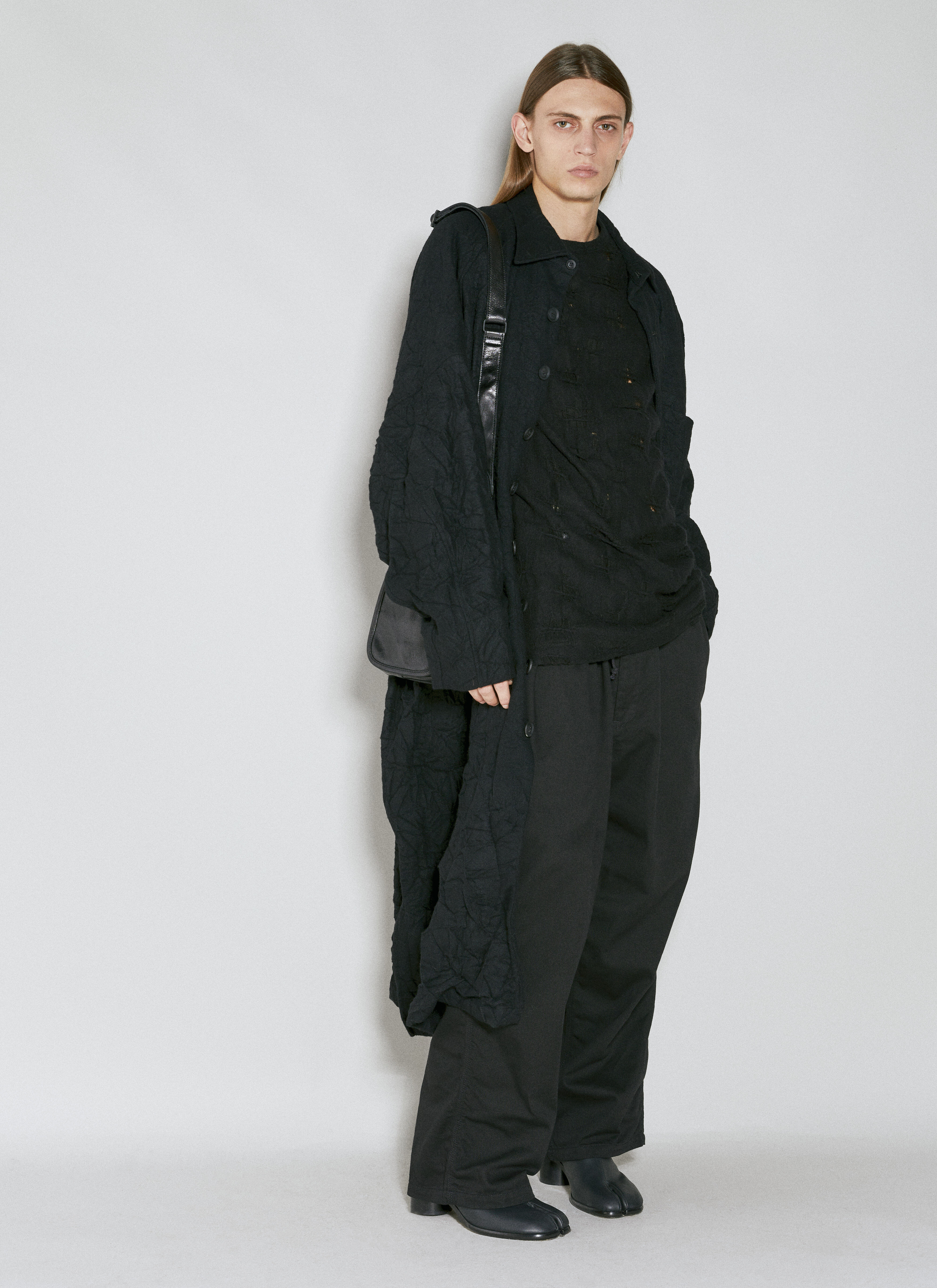 Yohji Yamamoto Men's' Distressed Knit Sweater in Black | LN-CC®