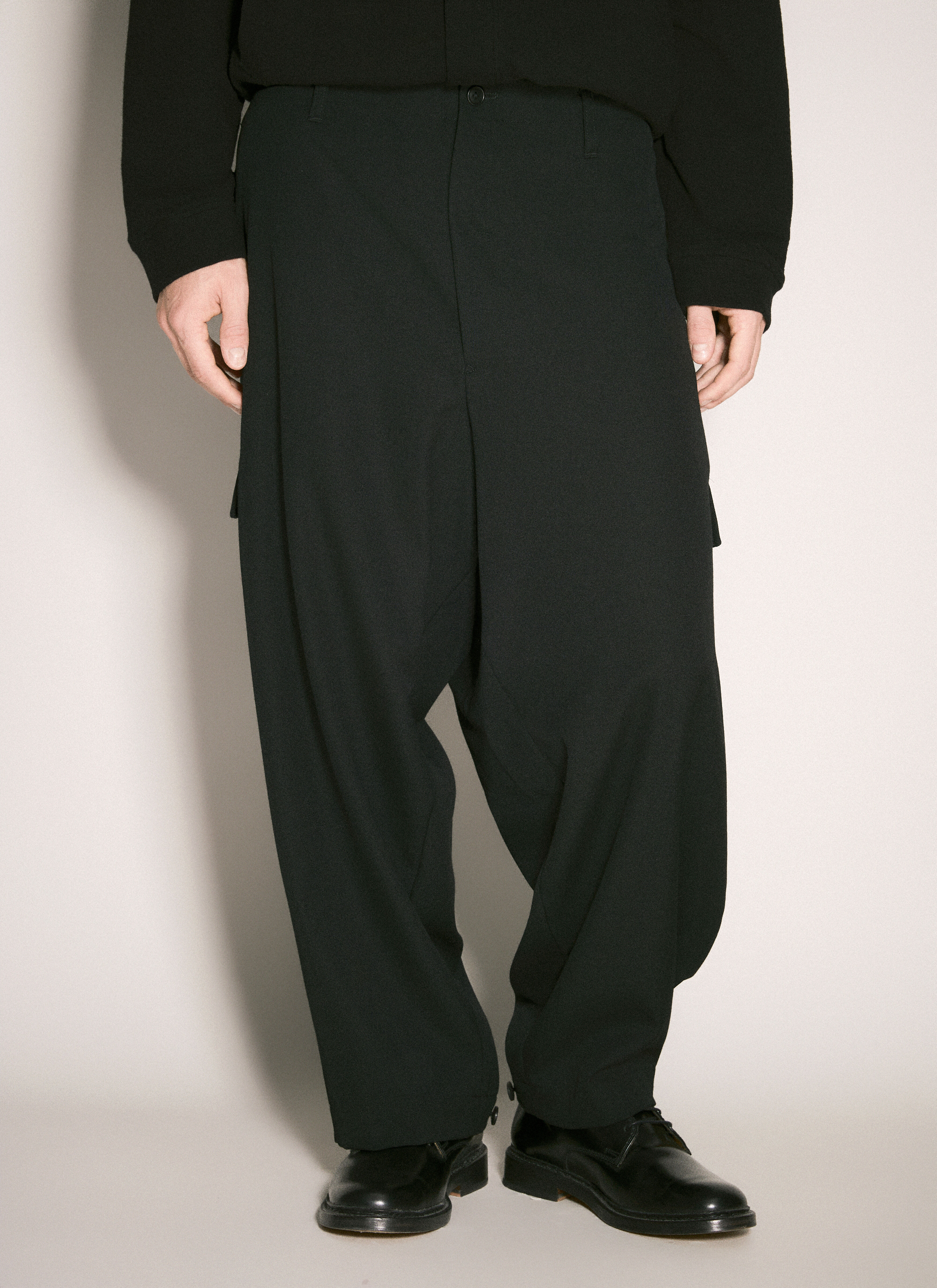 Yohji Yamamoto Men's' Tab Wide Pants in Black | LN-CC®
