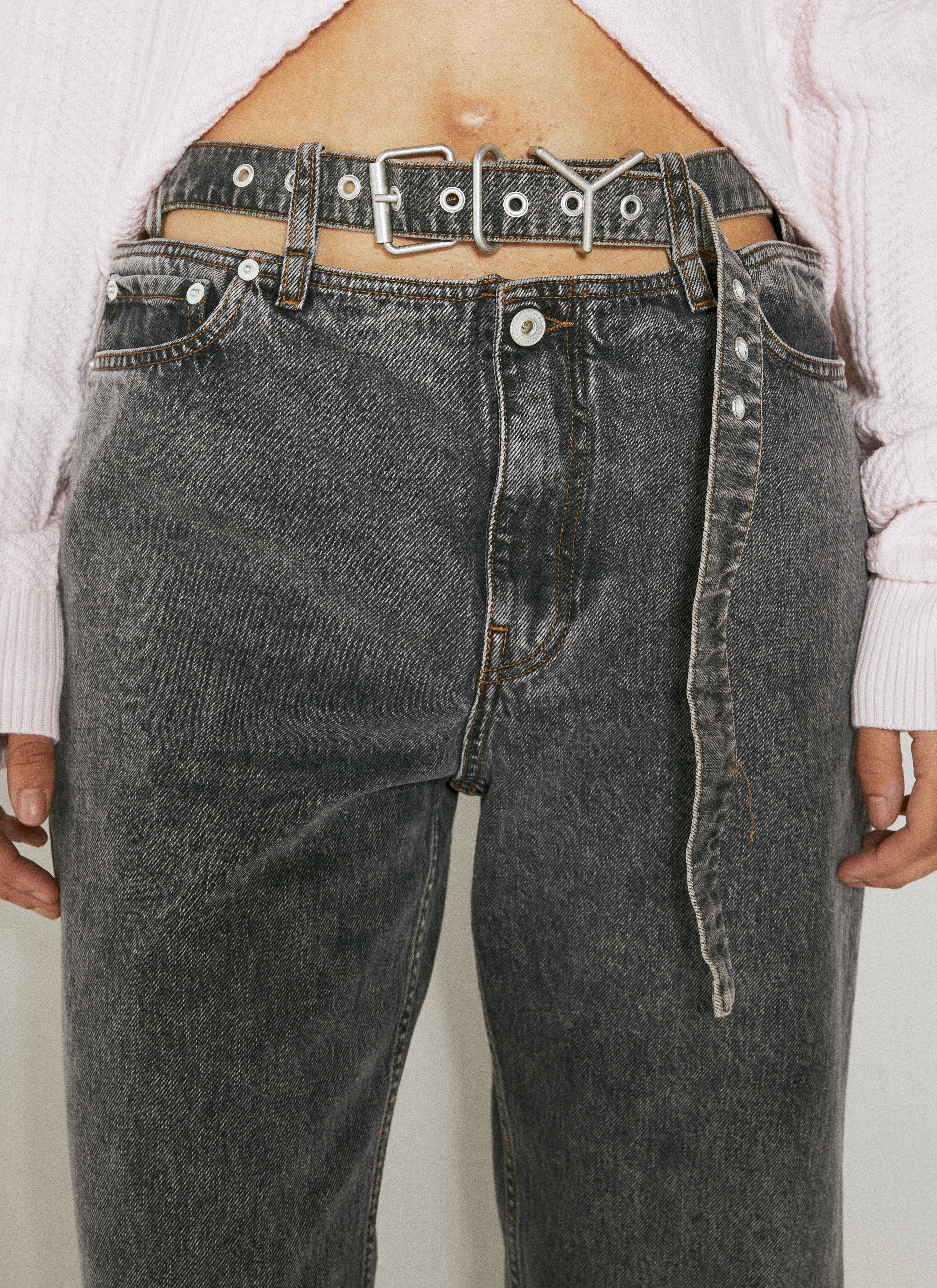 Y/Project Women's' Evergreen Y Belt Jeans in Black | LN-CC®