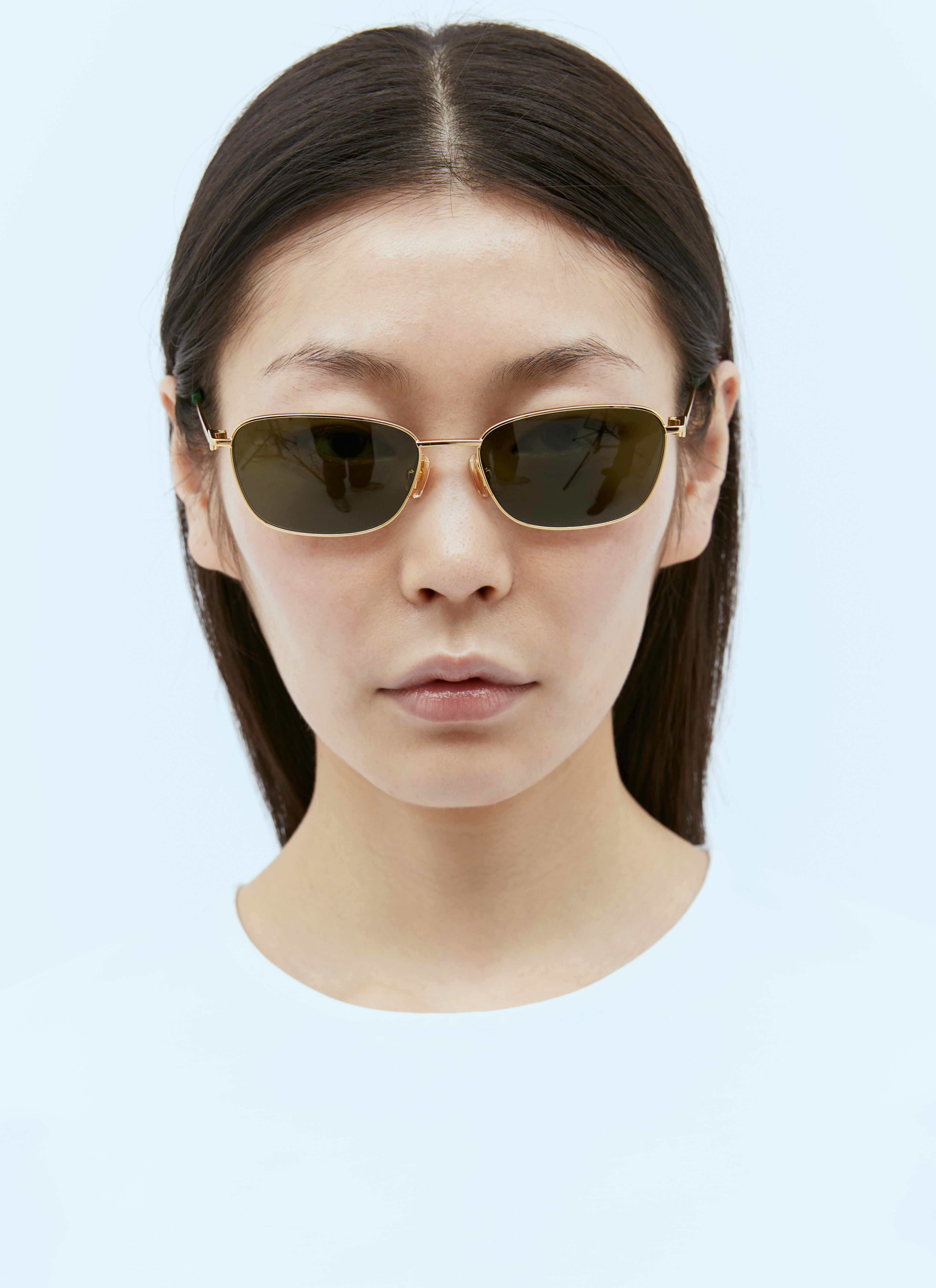 【関税込み】Bottega Veneta ゴールド Split l サングラス Bottega Veneta Women's' Split Rectangular Sunglasses in Gold