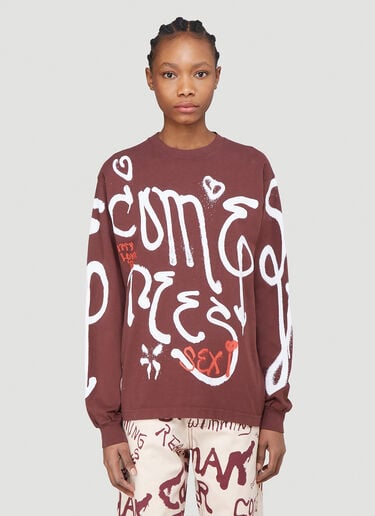 Spray Logo Print Sweatshirt Come Tees Spray Logo Print Sweatshirt Brown com0340008
