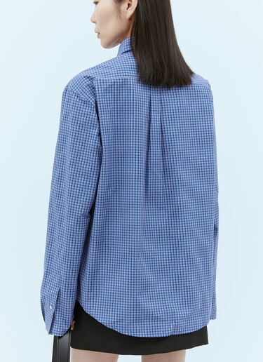 Logo Embroidery Checked Shirt Miu Miu Logo Embroidery Checked Shirt Blue miu0356003