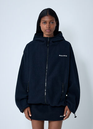 Miu Miu Hooded Logo Motif Sweatshirt Blue miu0362002