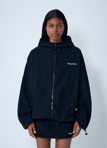 Hooded Logo Motif Sweatshirt Miu Miu Hooded Logo Motif Sweatshirt Blue miu0362002