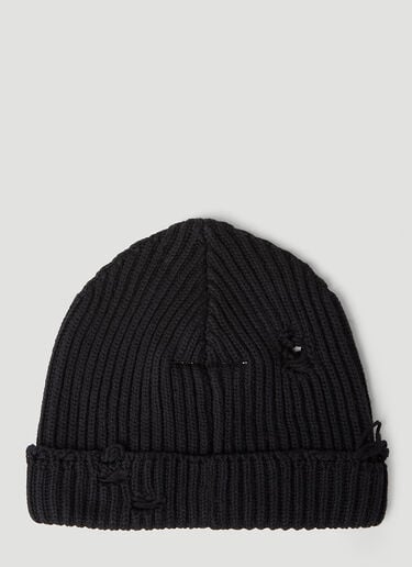 Distressed Beanie Hat MM6 Maison Margiela Distressed Beanie Hat Black mmm0353001