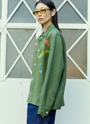 가든 자수 셔츠 Sky High Farm Workwear 가든 자수 셔츠 그린 skh0354003