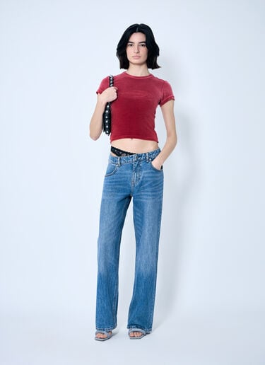 Alexander Wang 노출된 레이스 속옷이 있는 딥-사이드 진  블루 awg0259028