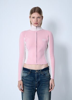 Balenciaga Zip-Up Human Being Hooded Sweatshirt Pink bal0260015