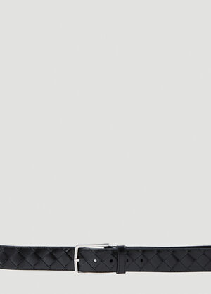 Bottega Veneta Intreccio Leather Belt Black bov0153057