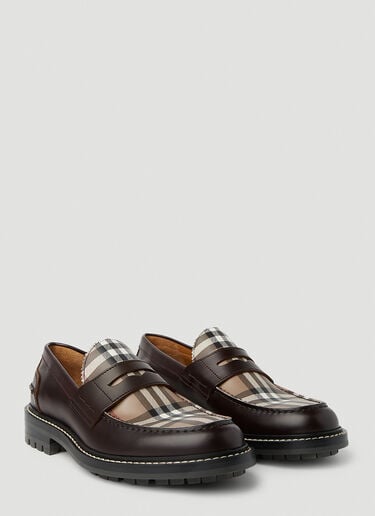 Burberry 格纹拼接乐福鞋 棕色 bur0151055
