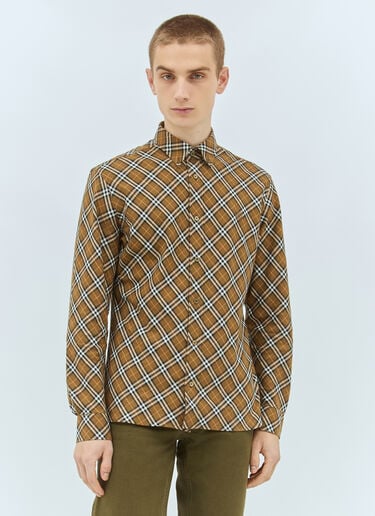 Burberry 格纹棉质衬衫 棕色 bur0158003