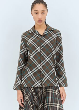 Burberry Check Silk Pyjama Shirt Green bur0257004