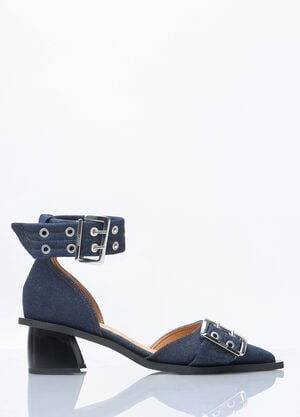 Ganni Feminine Buckle Open Cut Pumps Navy gan0258054