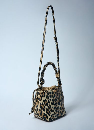GANNI Leopard Bou Bucket Bag Brown gan0259060