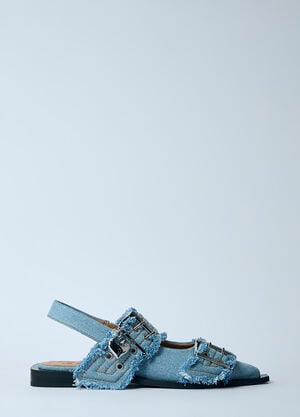 GANNI Feminine Buckle Ballerina Flats Denim gan0260018