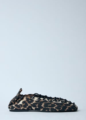 GANNI Leopard Oleatex Ballerina Flats Brown gan0260021