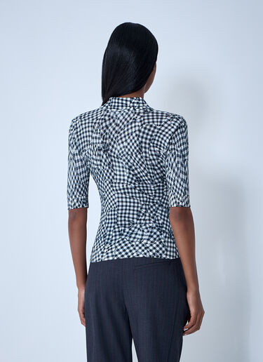 GANNI Mesh Printed Polo Top Black gan0261008