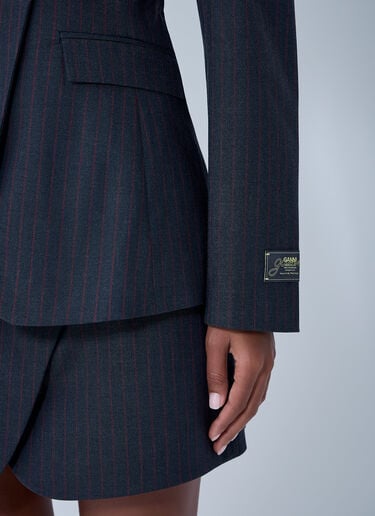 GANNI Stretch Stripe Single-Breasted Blazer Grey gan0261018