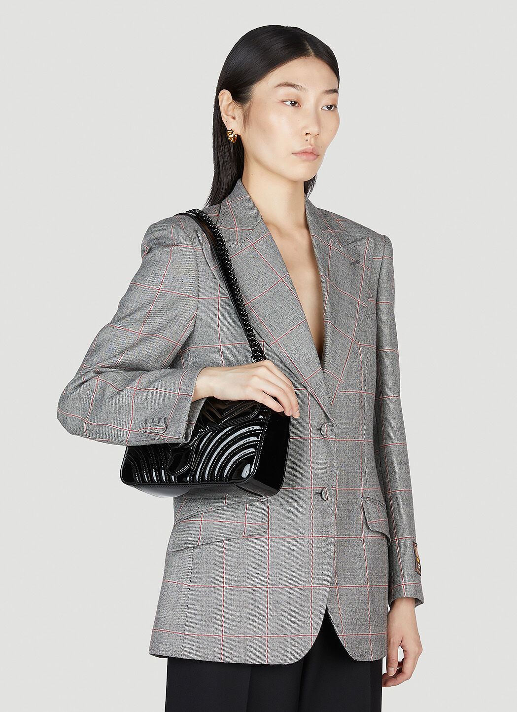 Gucci Women's' GG Marmont Patent Small Shoulder Bag in Black
