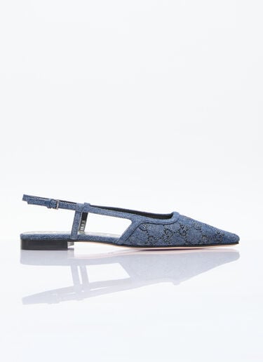GG Denim Slingback Flats Gucci GG Denim Slingback Flats Blue guc0255060