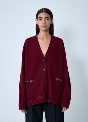 Gucci Logo Motif Cardigan Burgundy guc0261112