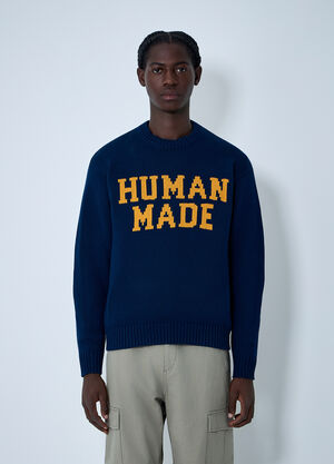 HUMAN MADE Logo Motif Cotton Sweater Navy hmd0161001