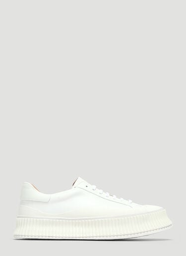 Jil Sander Ribbed-Sole Leather Sneakers White jil0133002