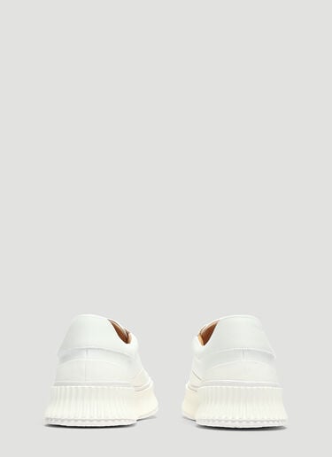 Jil Sander Ribbed-Sole Leather Sneakers White jil0133002