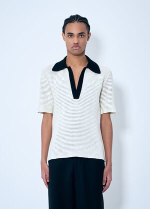 Jil Sander Open-Knit Polo Shirt Black jil0159003