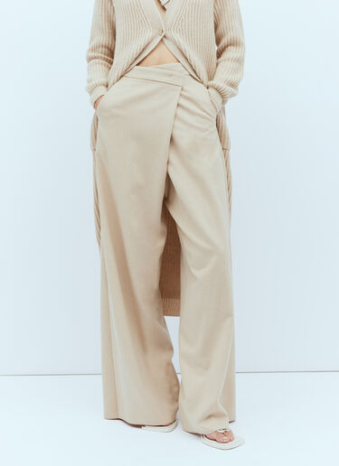 Max Mara Tailored Wrap Cashmere Pants Beige max0254046