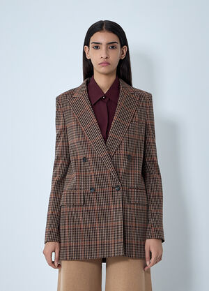 Max Mara Check Double-Breasted Blazer Brown max0262017