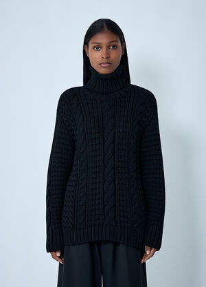 Moncler x EE72 by Edward Enninful Cable Knit Sweater Black mee0262009