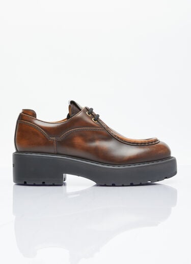 Laced Fumé Leather Shoes Miu Miu Laced Fumé Leather Shoes Brown miu0254034