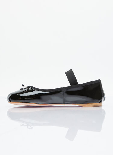 Miu Miu 페이턴트 가죽 발레리나 플랫 블랙 miu0254035