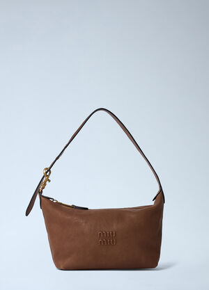 Miu Miu Leather Logo Motif Shoulder Bag Brown miu0262002