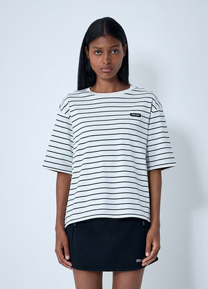 Miu Miu Logo Motif T-Shirt Brown miu0262094