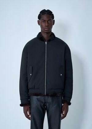 MM6 Maison Margiela Bomber Jacket With Faux Shearling Trim Black mmm0162001