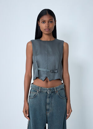 MM6 Maison Margiela Satin Waistcoat Grey mmm0261004