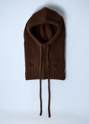 MM6 Maison Margiela Logo Motif Knitted Balaclava Brown mmm0361001