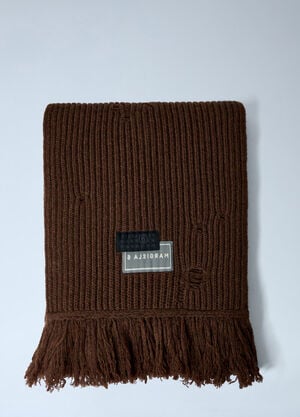 MM6 Maison Margiela Distressed Wool-Blend Scarf Brown mmm0361002