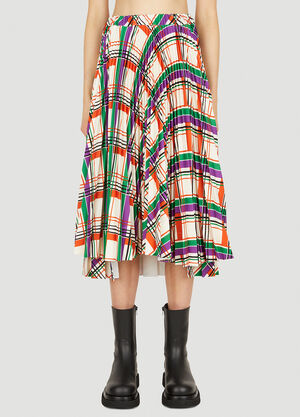 Plan C Pleated Checked Skirt Multicolour plc0250011